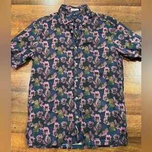 NWT Good Man Brand Mens Button Down Shirt Cotton Blue Purple Floral Medium